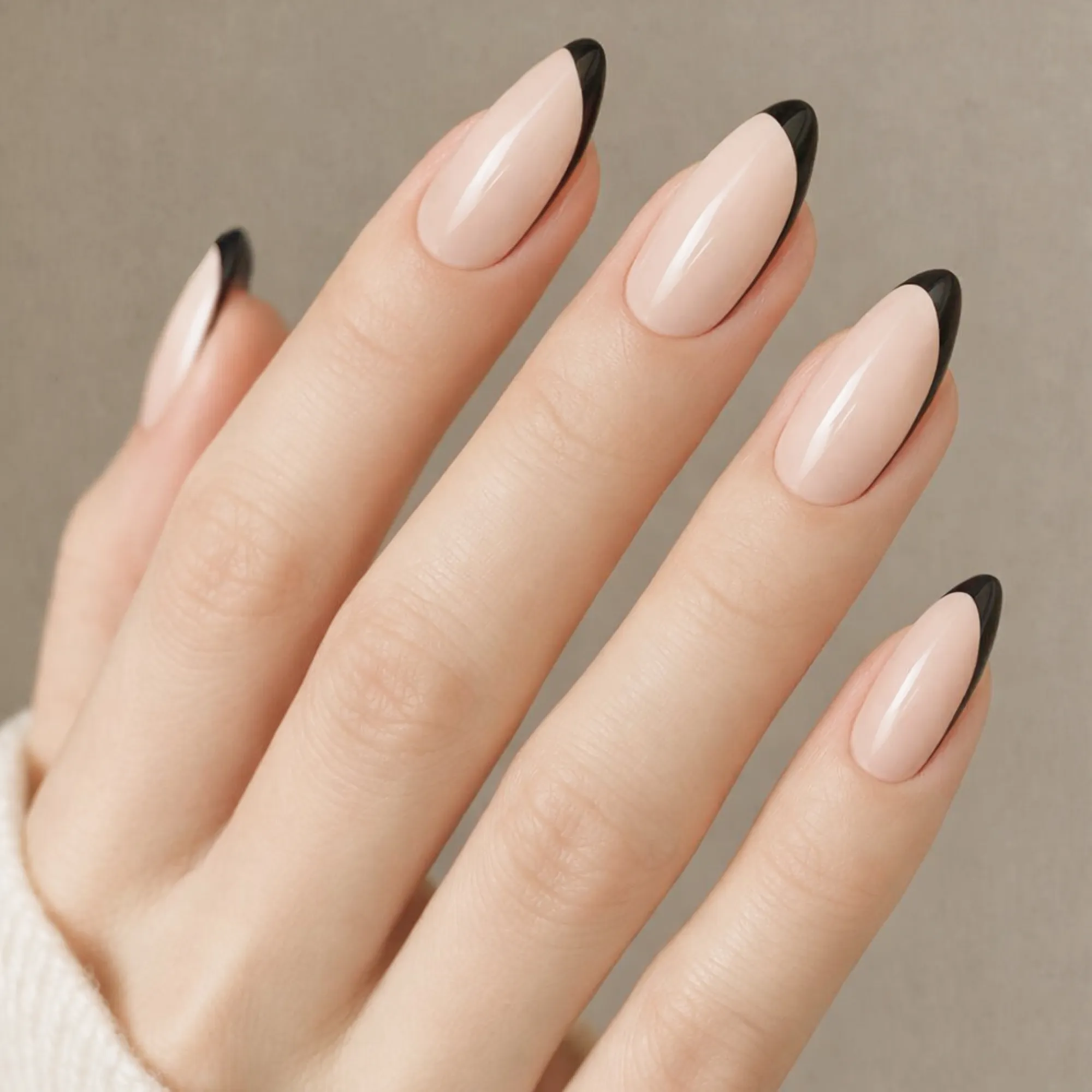 24pcs Handmade Soft Gel Press On Nails Reusable Stick On Nails Kit with Glue, Adhesive Tabs, Nail File & Cuticle Stick - Black side french - 44