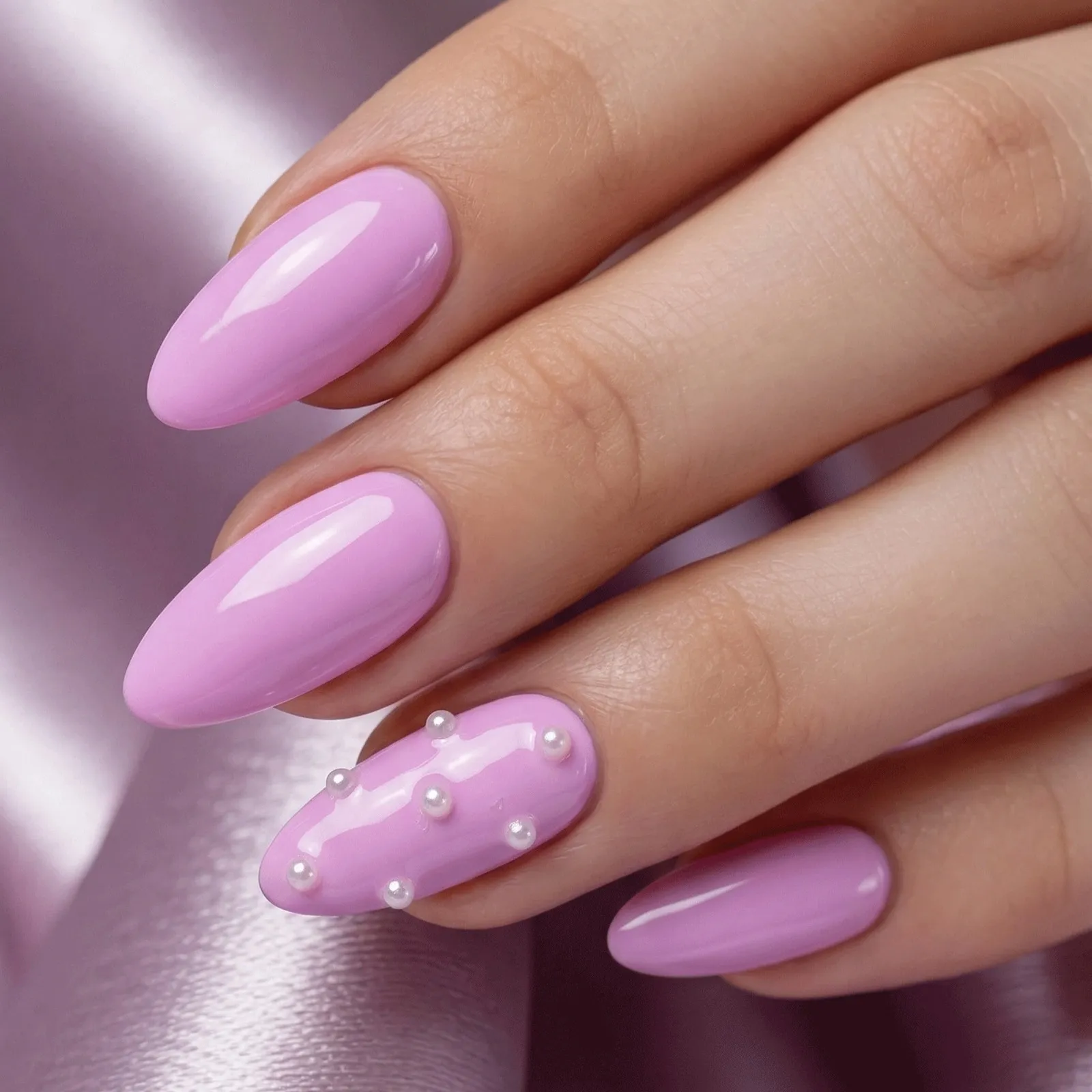 24pcs Handmade Soft Gel Press On Nails Reusable Stick On Nails Kit with Glue, Adhesive Tabs, Nail File & Cuticle Stick-Bright pink with Pearl-16