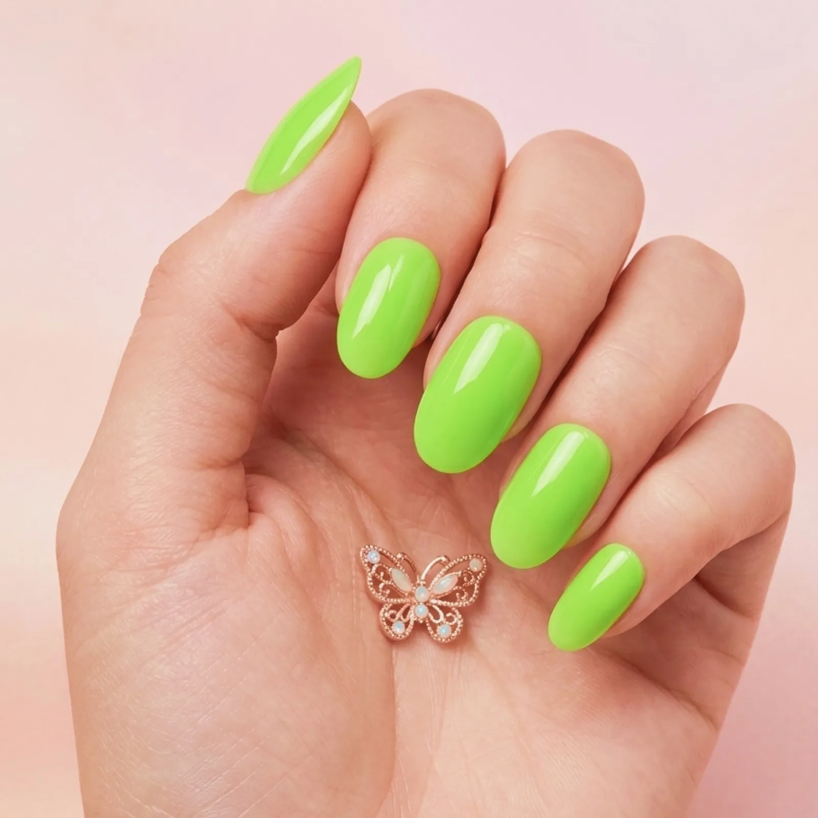 24pcs Handmade Soft Gel Press On Nails Reusable Stick On Nails Kit with Glue, Adhesive Tabs, Nail File & Cuticle Stick -Green summer nail 86