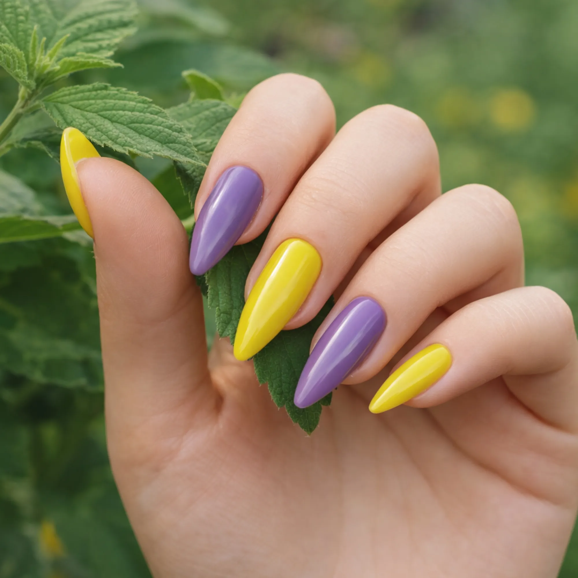 24pcs Handmade Soft Gel Press On Nails Reusable Stick On Nails Kit with Glue, Adhesive Tabs, Nail File & Cuticle Stick - Purple Neon Nails - 52