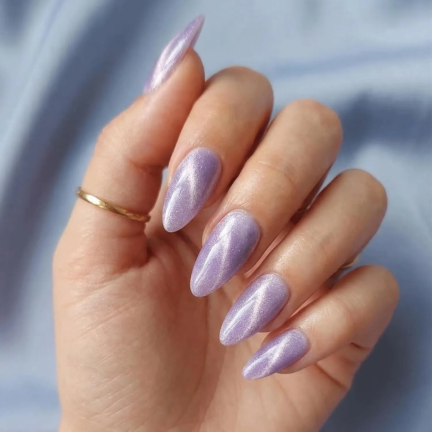 24pcs Handmade Soft Gel Press On Nails Reusable Stick On Nails Kit with Glue, Adhesive Tabs, Nail File & Cuticle Stick-Purple cateye-07
