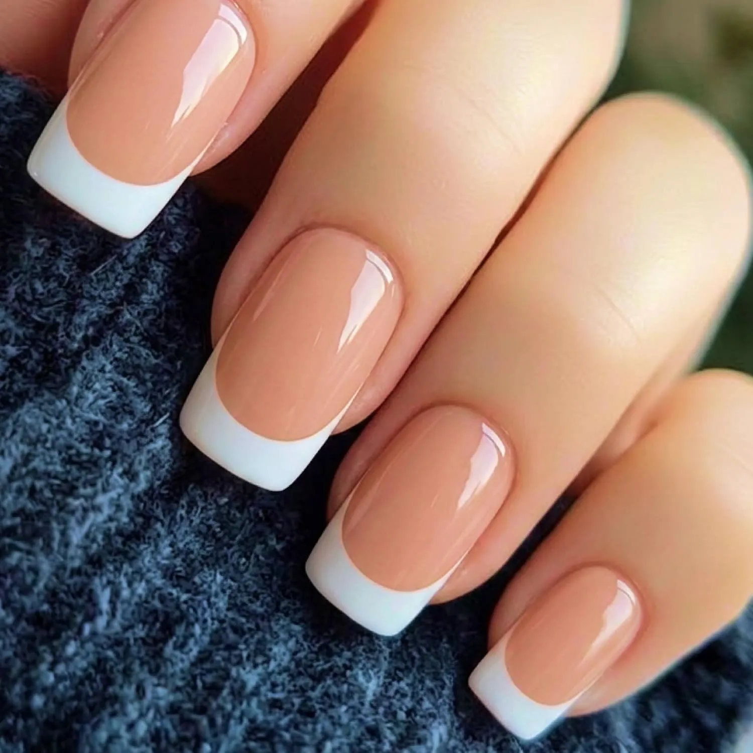 24pcs Handmade Soft Gel Press On Nails Reusable Stick On Nails Kit with Glue, Adhesive Tabs, Nail File & Cuticle Stick -White French - 57