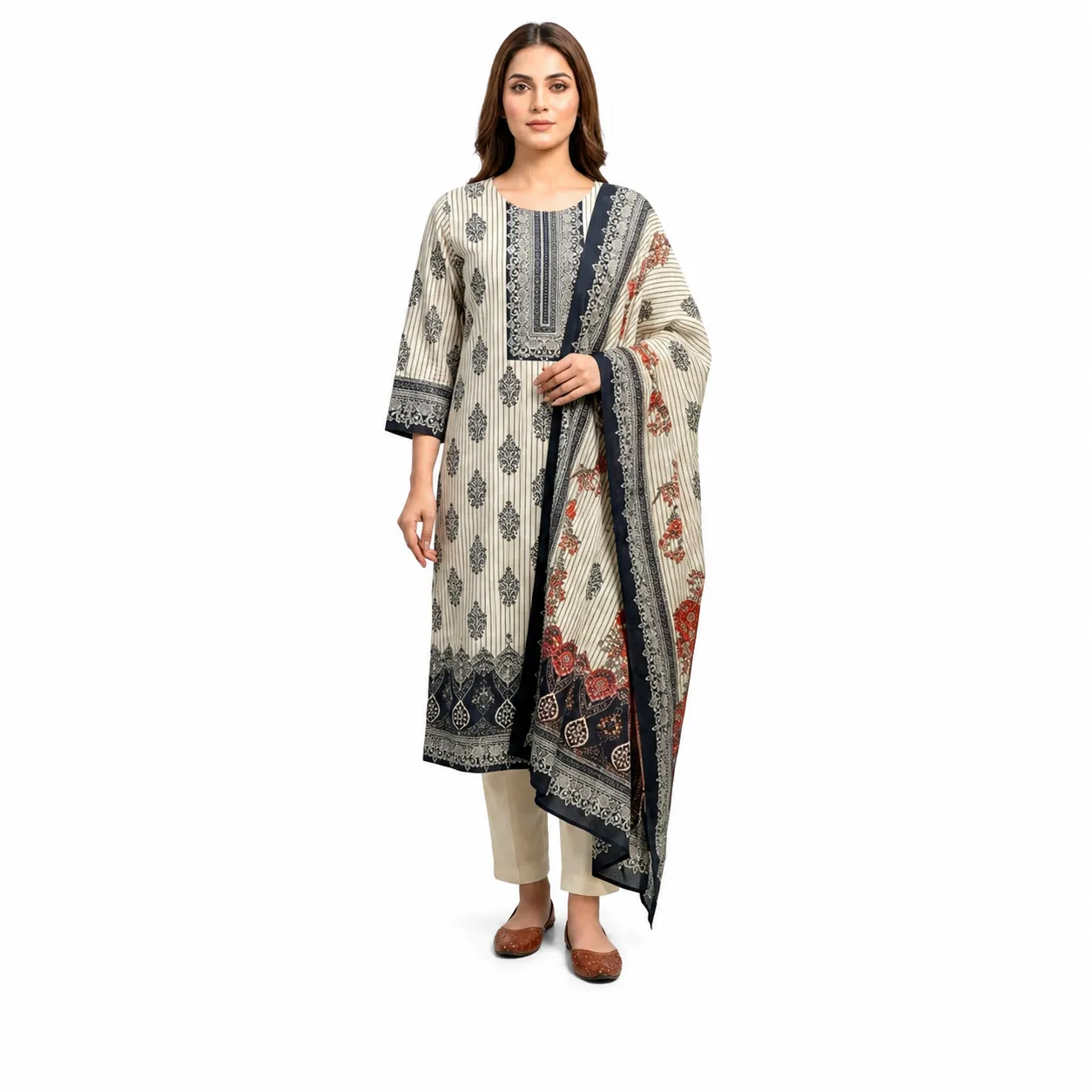REHNI Printed Kurta Set with Dupatta