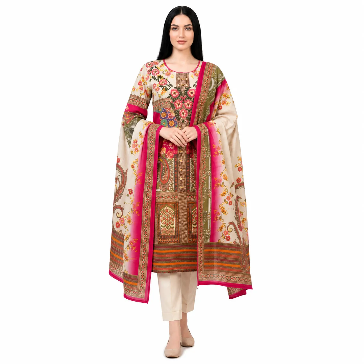 REHNI Floral Embroidered Kurta Set with ...