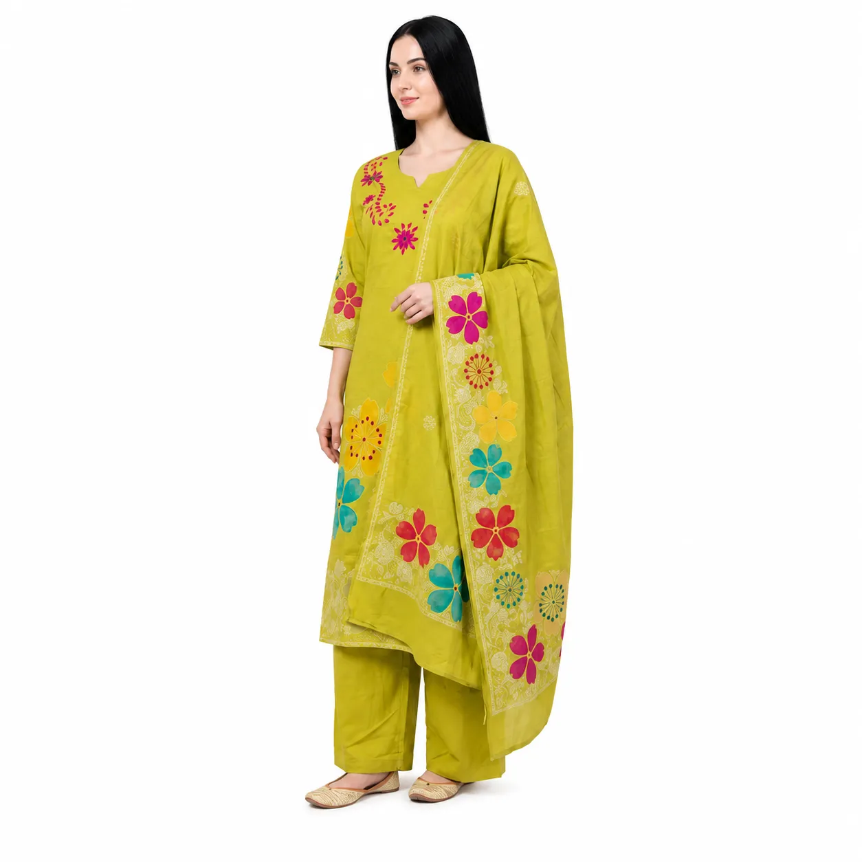 REHNI Floral Embroidered Kurta Set with ...