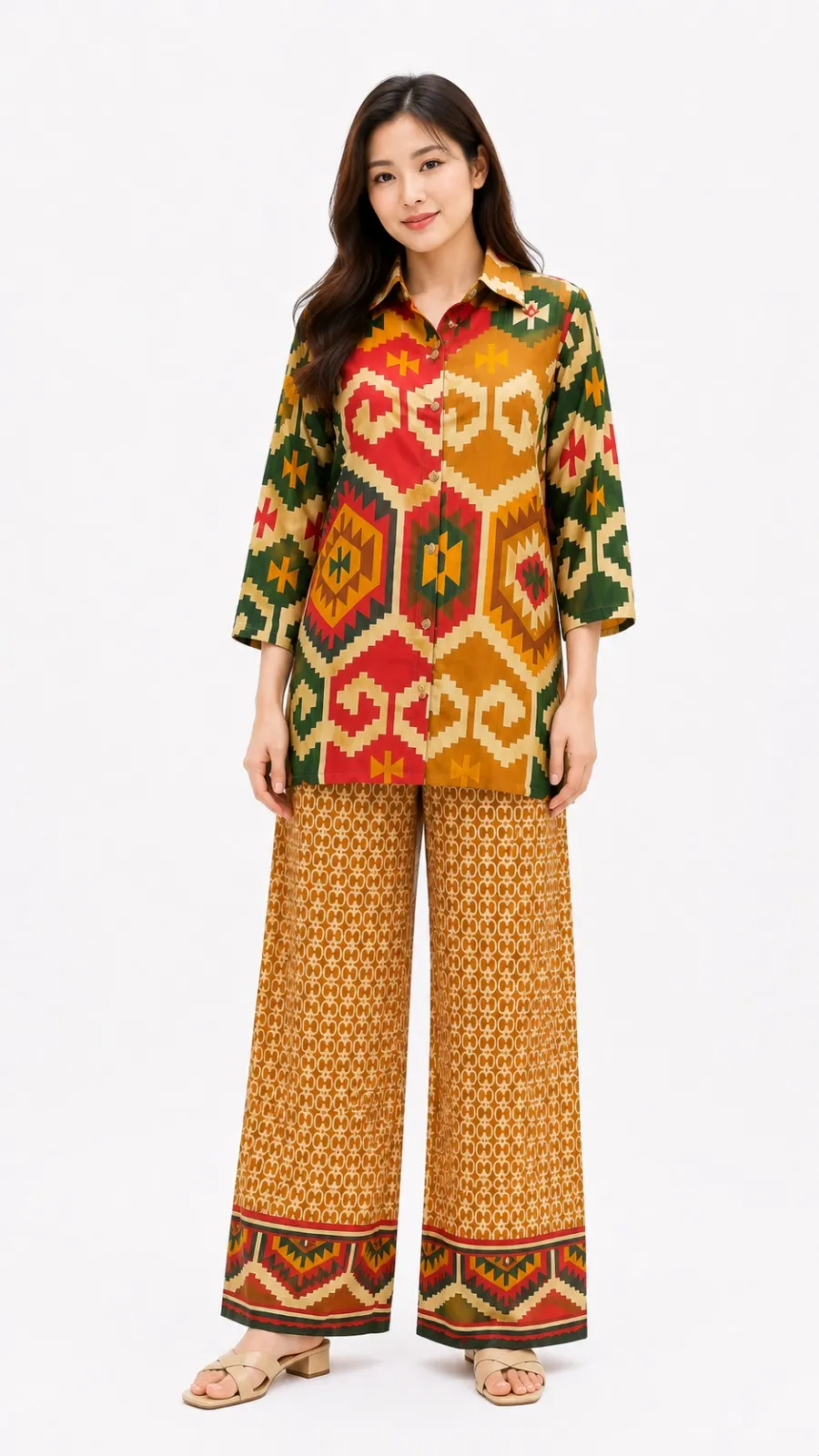 Women Mustard Ethnic Printed Co-Ord Set ...