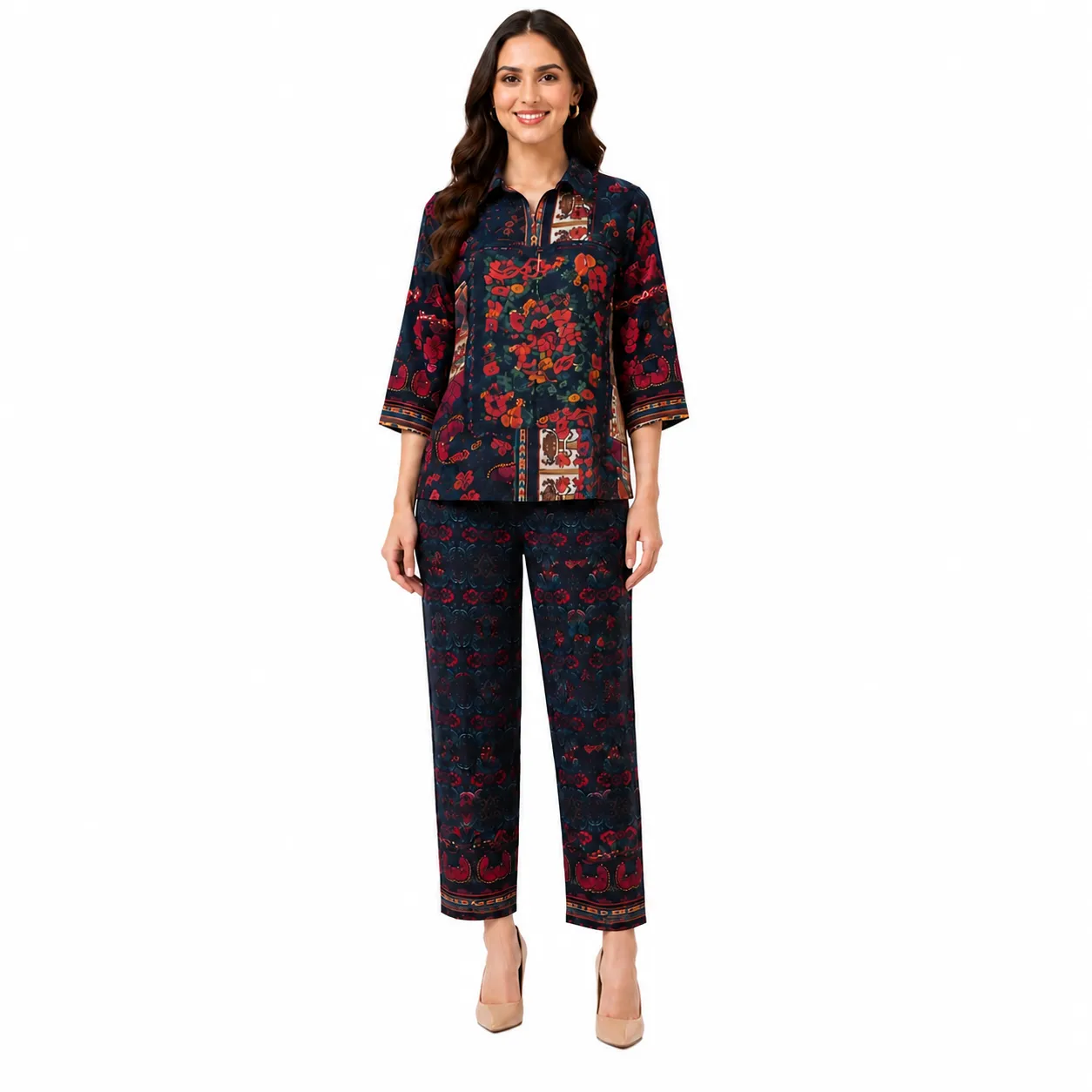 Rehni Midnight Floral Natural Crepe Co-O...