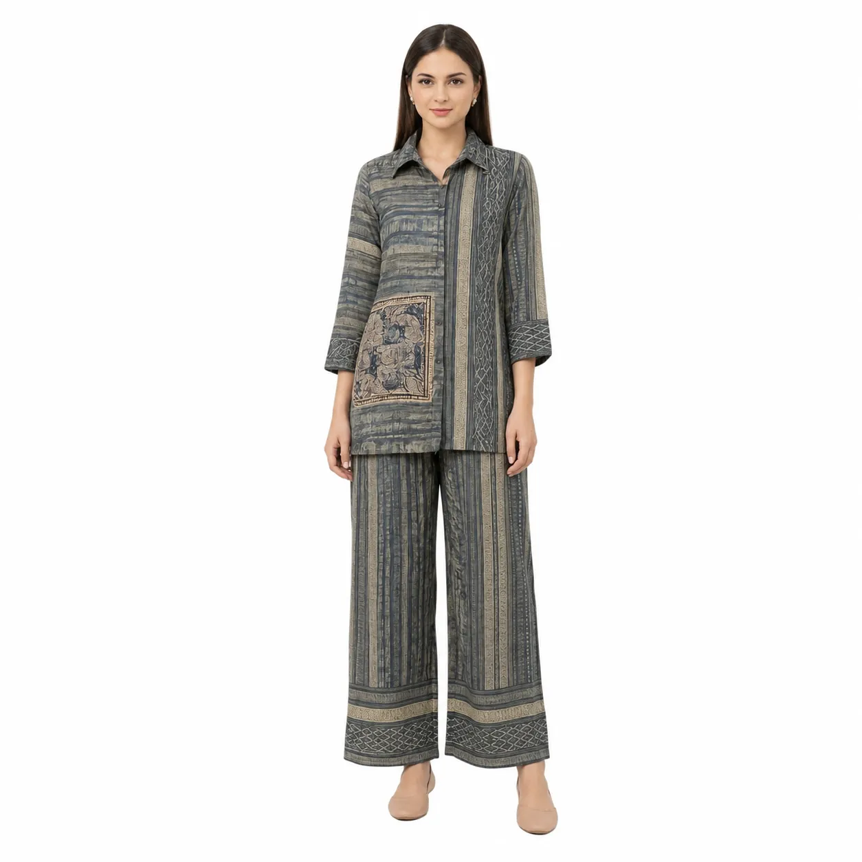 Rehni Heritage Slate Natural Crepe Co-Or...