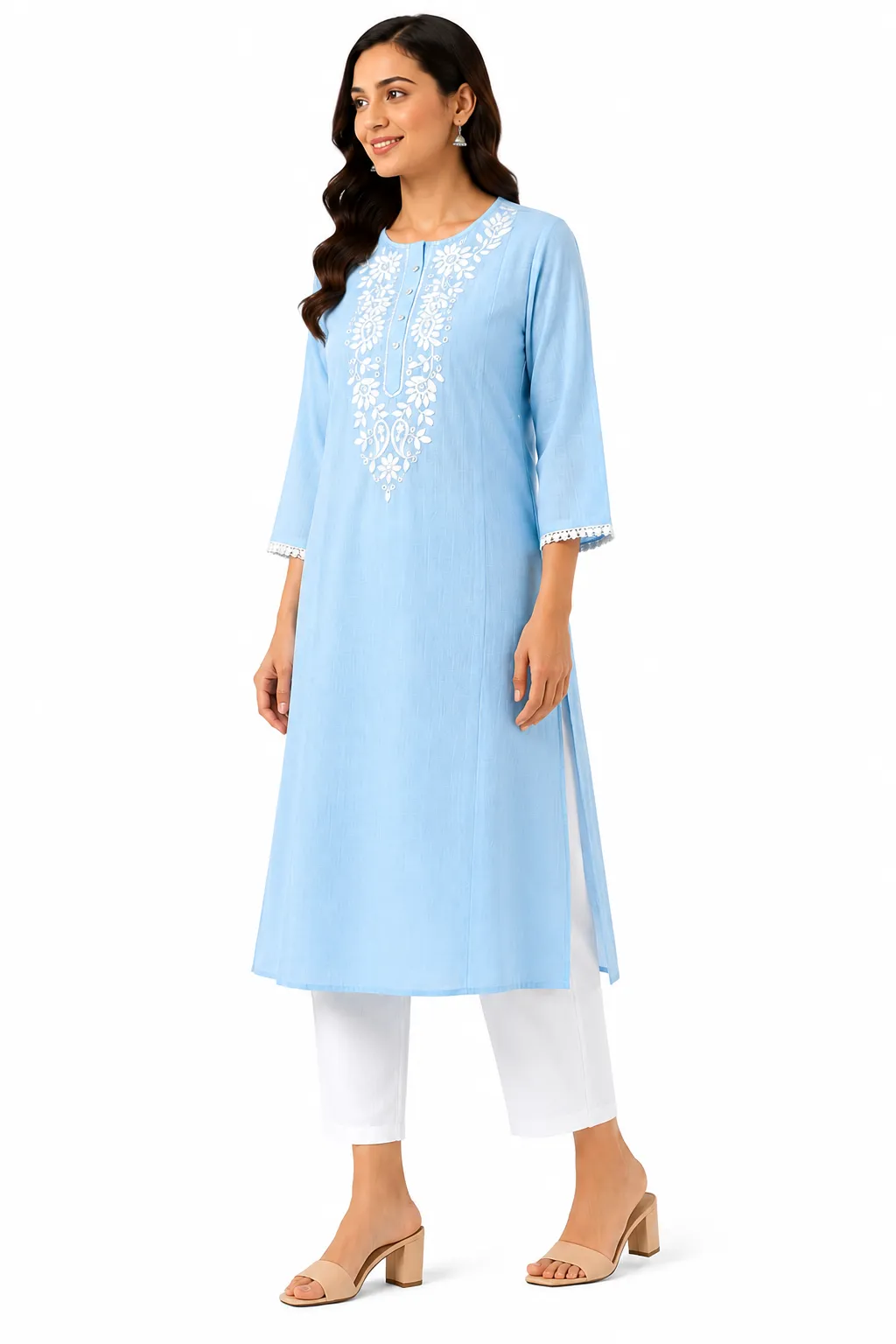 REHNI Sky Blue Embroidered Kurta Set