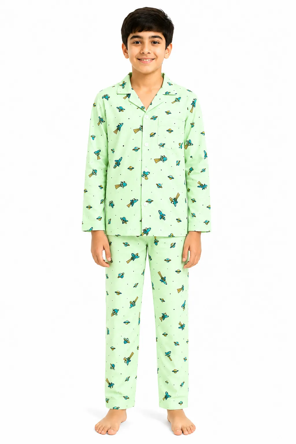 NYD Kids Mint Green Space Print Cotton N...