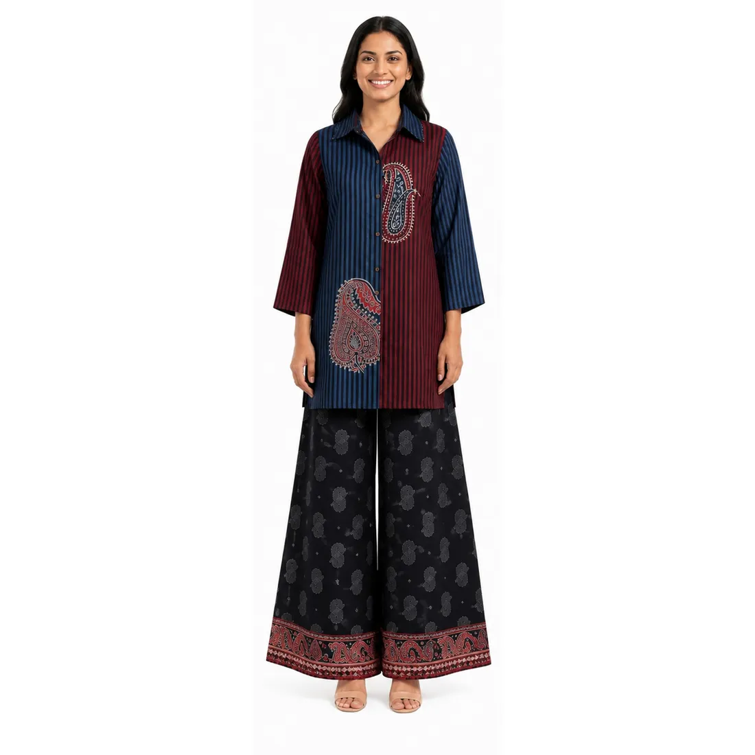 Rehni Midnight Paisley Natural Crepe Co-...